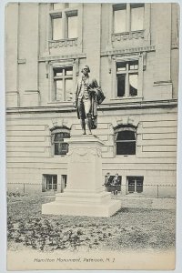 Paterson New Jersey View Hamilton Monument at City Hall 1908 Postcard U11