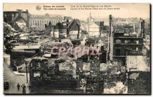 Old Postcard Belgium Leuven corner of the main square and street Short