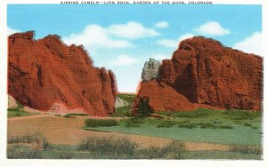 Vintage Postcard Kissing Camels Lion Rock Garden Of The Gods Colorado Thrift Pub
