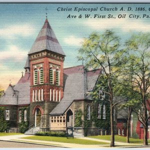 c1940s Oil City, PA Christ Episcopal Church Tichnor Nice Linen Photo Thomas A211