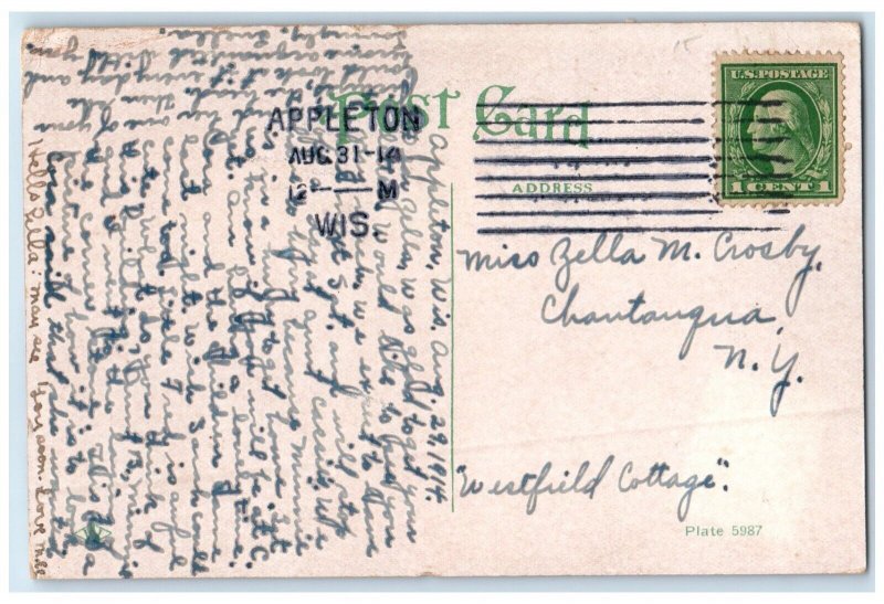 1914 New YMCA Building Street View Appleton Wisconsin WI Posted Antique Postcard