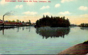 Maine Lewiston Androscoggin River Above The Falls 1912