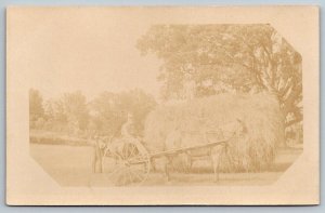 RPPC Farmers Haying Field  Sepia Toned   - Real Photo Postcard  c1910