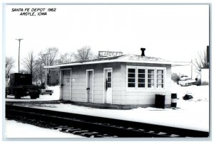 c1962 Santa Fe Argyle Iowa IA Railroad Train Depot Station RPPC Photo Postcard