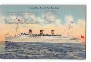 Furness Line Bermuda New York Boat Steam Ship Postcard 1939