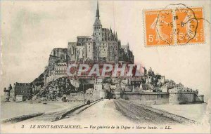 Old Postcard Mont Saint Michel General view of La Digue has high Maree