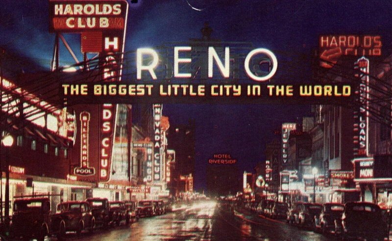 RENO NEVADA HAROLDS CLUB STRIP HOTEL RIVERSIDE Vintage Postcard
