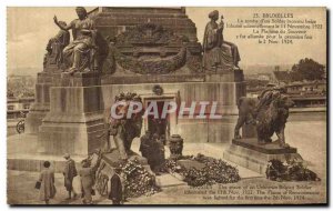 Brussels Old Postcard Tomb of the Unknown Soldier & # 39un Belgian Inhume lions