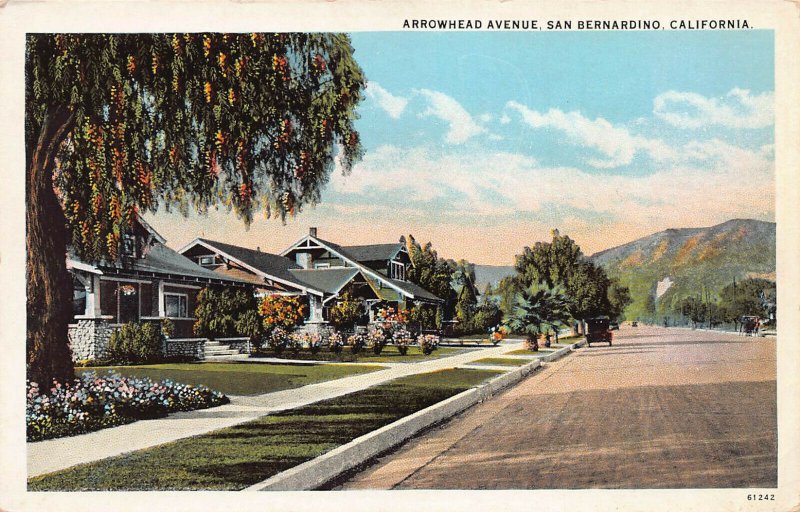 Arrowhead Avenue, San Bernardino, California, Early Postcard, Unused