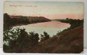 Muskingum River Zanesville Ohio 1909 Meadville Pa Postcard E3