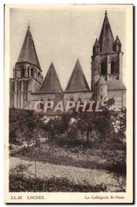 Loches Old Postcard The collegial St Ours