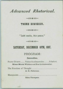 1887 Western College Advanced Rhetorical Program Optical Illusion P226