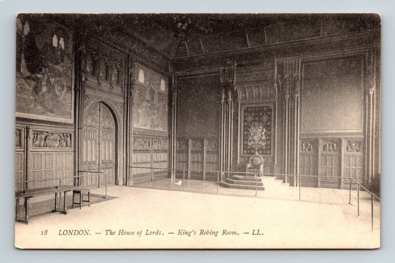 London House Lords Kings Robing Room Antique Postcard UNP Stamped DB France 
