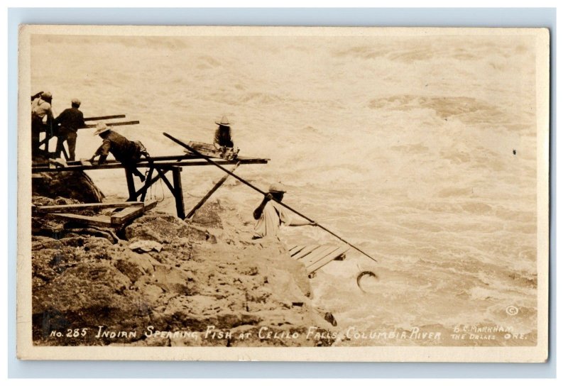 c1910 RPPC Indiana Fishing At Cello Falls, Columbia River. #2 Postcard P172E