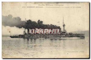 Old Postcard Boat War cruiser Ernest Renan Breastplate