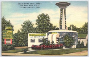 Vintage Glass Bowl Restaurant Columbus Bexley Ohio Postcard Curt Teich