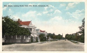 Vintage Postcard Bull Street Looking North From 37Th Street Savannah Georgia GA