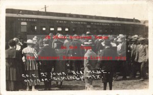 Mexico Border War, RPPC, Army Company E 2nd Iowa Regiment,North Western Railroad