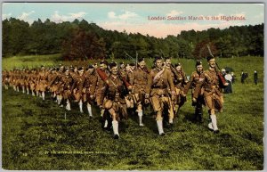 London Scotties March to the Highlands WWI Era Military Postcard H82