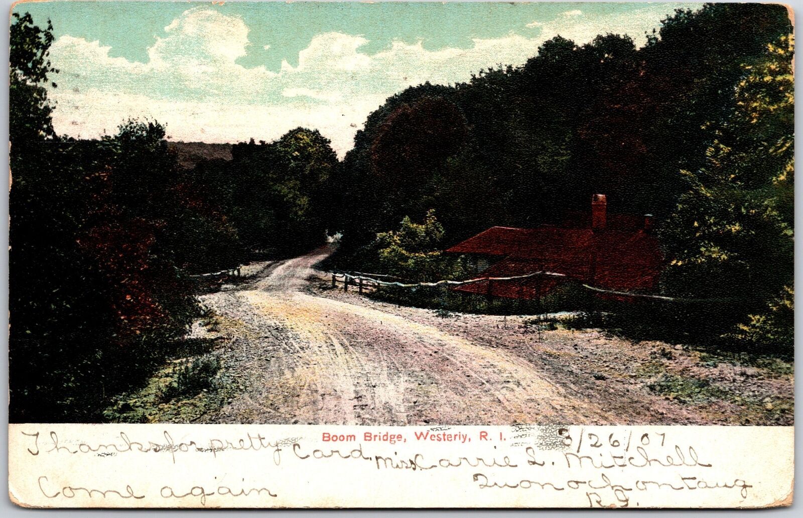 1907 Boom Bridge Westerly Rhode Island RI Roadway Pathway Posted