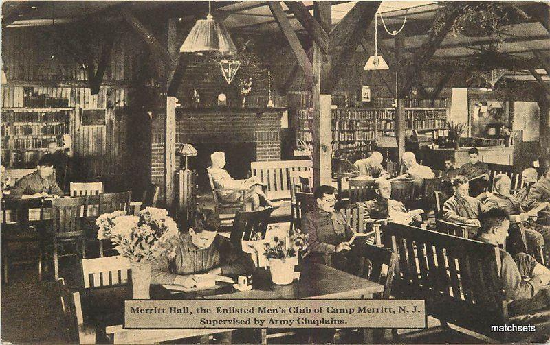 c1918 Military Interior Merritt Hall Camp Enlisted Man Club New Jersey  8031