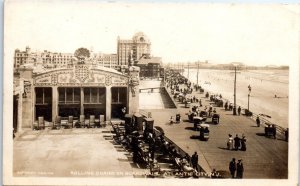1908 Rolling Chairs on Boardwalk Atlantic City NJ Real Photo Postcard