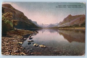 Montana Postcard Lake St. Mary Glacier National Park Railway Great Northern 1910