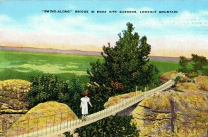 Bridges Postcard Swing Along Bridge Rock City Gardens Lookout Mountain Georgia