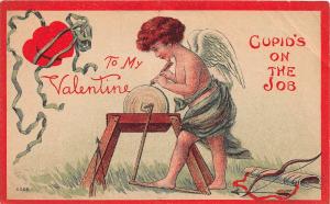 C33/ Valentine's Day Love Holiday Postcard 1916 Cupid Grindstone Arrows 6