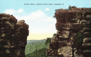 Vintage Postcard 1930's Pulpit Rock Formation Cheaha Mountain State Park Alabama