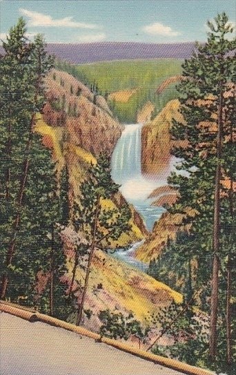 Wyoming Yellowstone National Park Lower Falls From Artist Point Grand Canon O...