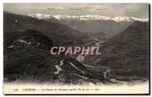 Old Postcard Lourdes La Chaine des Pyrenees view of the Pic du Jer