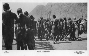 US5393 nubas kordofan soldiers types folklore real photo sudan africa