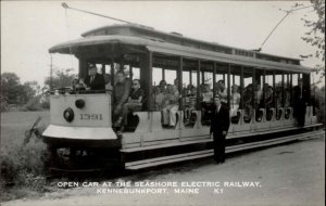 Kennebunkport ME Seashore Electric Railway Trolley Eastern Illus c1950s RPPC