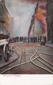 Firemen Feuerwehr in Taetigkeit Fire Engine Fighting Fire