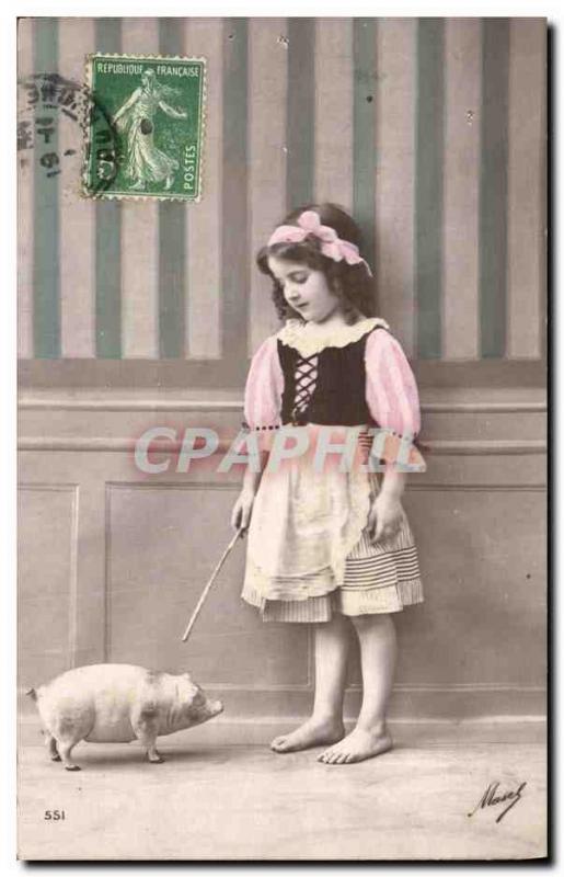 Old Postcard Cochon Pig Child