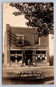 J87/ Summerfield Ohio RPPC Postcard c1910 Dew's Drug Store Caldwell 664