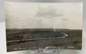 1940s RPPC The Hills DENISON IOWA Farmland Road View Unposted Postcard