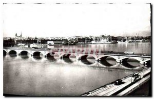 Postcard Old Stone Bridge Bordeaux and general view of the Port