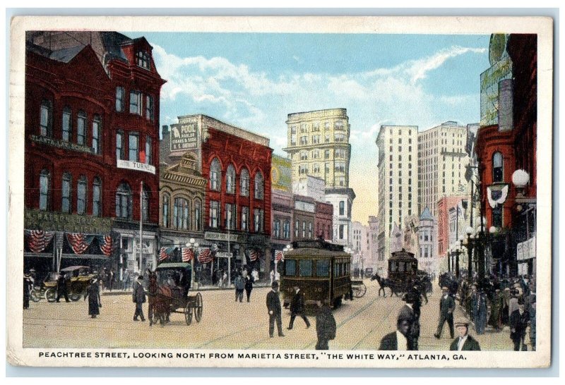 1918 Peachtree Street Looking North Marietta Street Atlanta Georgia GA Postcard