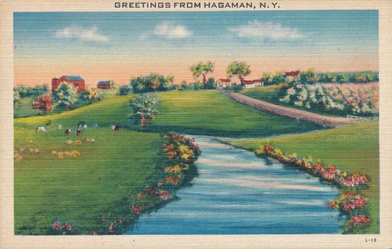 Farm View and Greetings from Hagaman - Montgomery County NY, New York - Linen