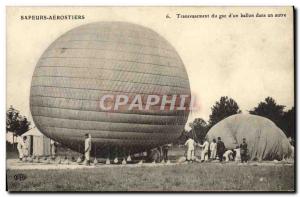 Postcard Old Fire Balloon Airship Decanting of gas & # 39un ball in another Z...