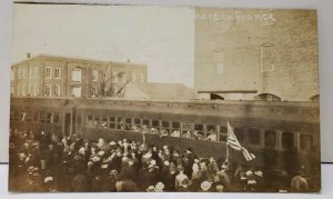 Hagerstown Md RPPC Boys Leaving B&O Railroad Station WW1  Postcard E1