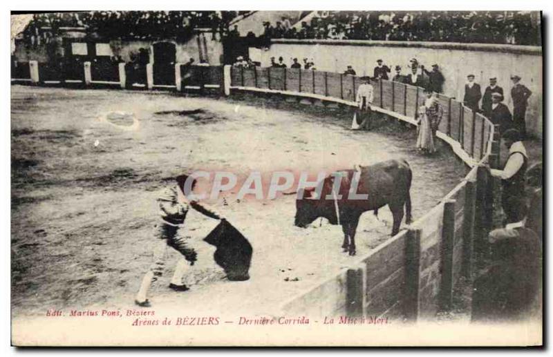 Old Postcard Bullfight Bullfight Arenes de Beziers Last bullfight Putting to ...