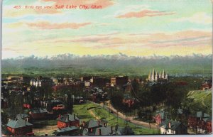 Birds Eye View Salt Lake City Utah Vintage Postcard C096