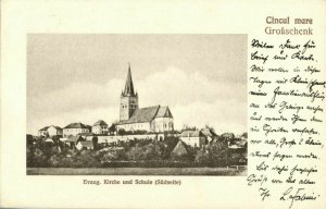 romania, CINCU GROßSCHENK, Evangelical Church and School (1929) Postcard