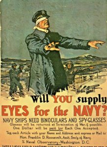 Postcard 4 x 6 Navy Recruiting Poster Reprint, Eyes For The Navy.  L3