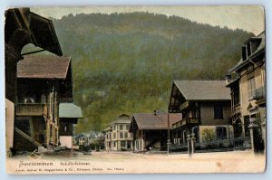 Bern Switzerland Postcard Zweisimmen Train Station Street c1905 Unposted