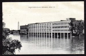 Menasha WI Marathon Mills Linen B&W Postcard
