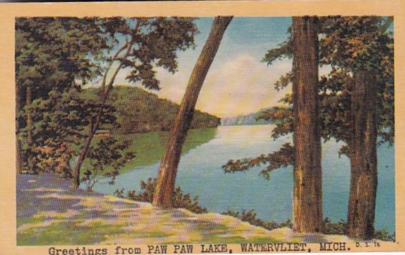 Michigan Greetings From Paw Paw Lake Watervliet Dexter Press